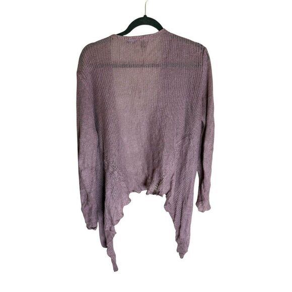 Eileen Fisher System Sz XL Purple Cascading Front Cardigan Loose Knit Sweater - Picture 2 of 4